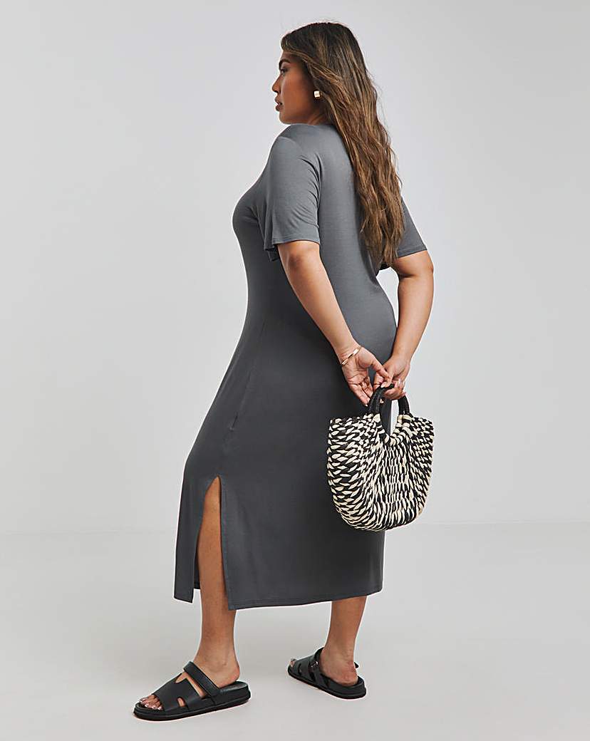 Grey Midi T-Shirt Dress