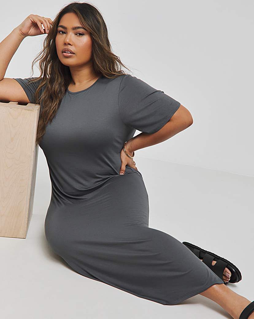 Grey Midi T-Shirt Dress