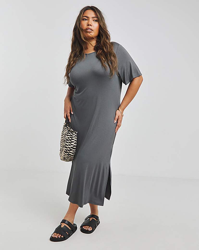 Grey Midi T-Shirt Dress