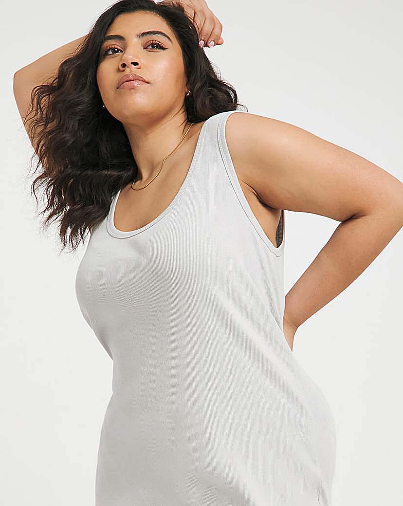 Grey Ribbed Midi Dress