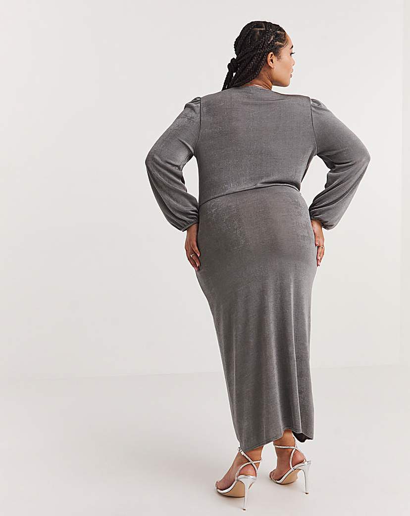 Slinky Wrap Front Midi Dress