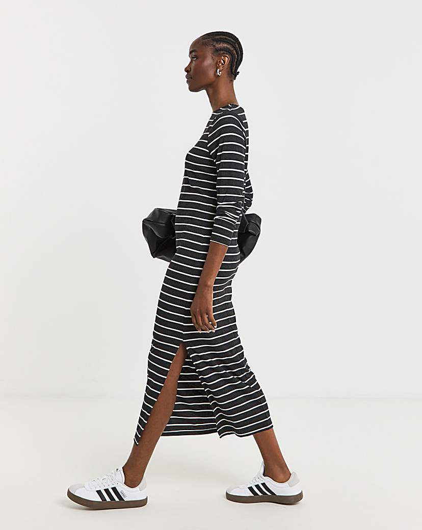 Ribbed Stripe Midaxi Column Dress