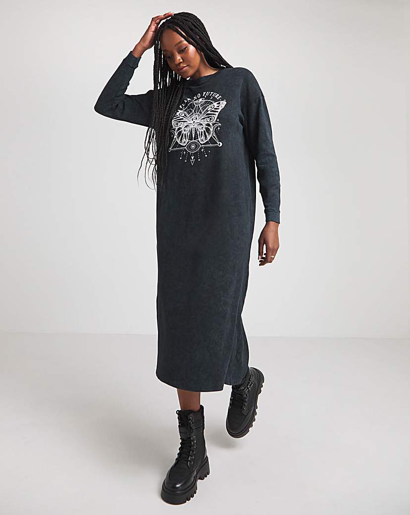 Acid Wash Graphic T-Shirt Dress