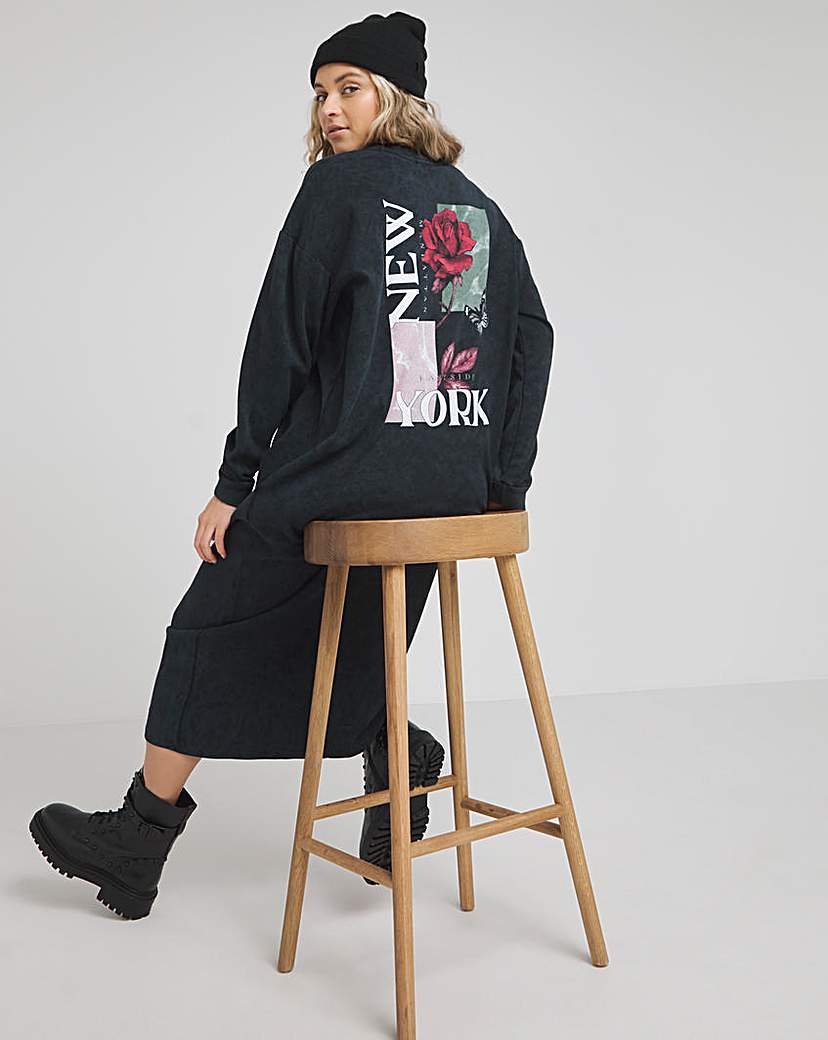 Acid Wash Graphic T-Shirt Dress