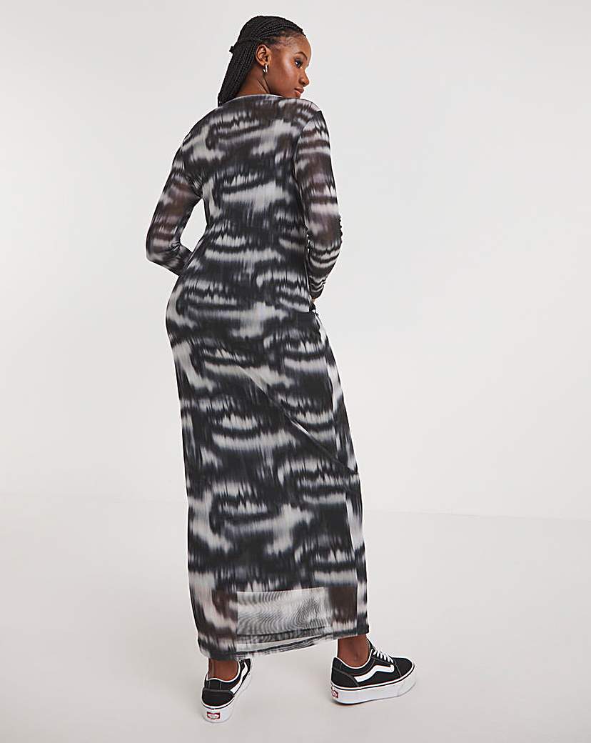 Mono Printed Mesh Maxi Dress