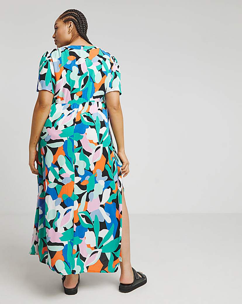 Multi Crinkle Button Through Maxi Dress