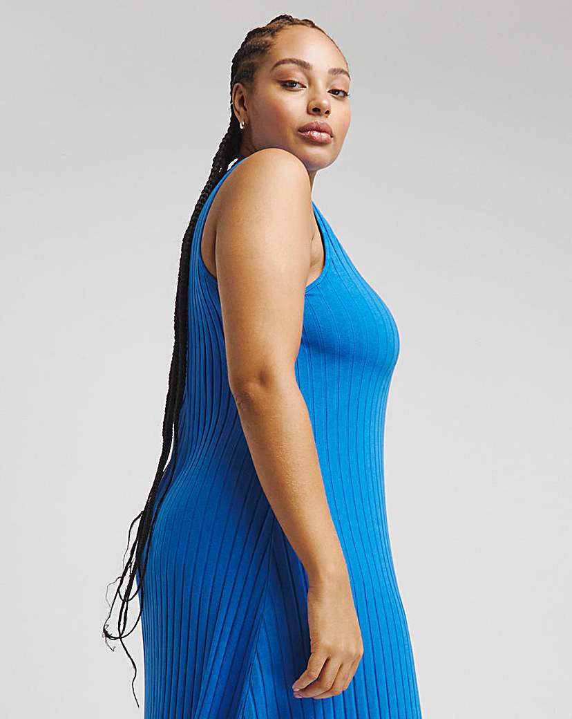 Blue Soft Ribbed Maxi Dress