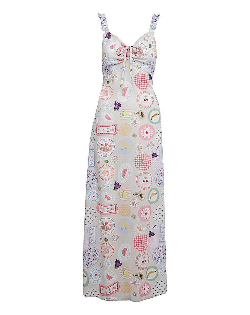 Simply Be - Women's Printed Tie Front Midi Dress - Size 24 - Multi - 80% Viscose 20% Linen