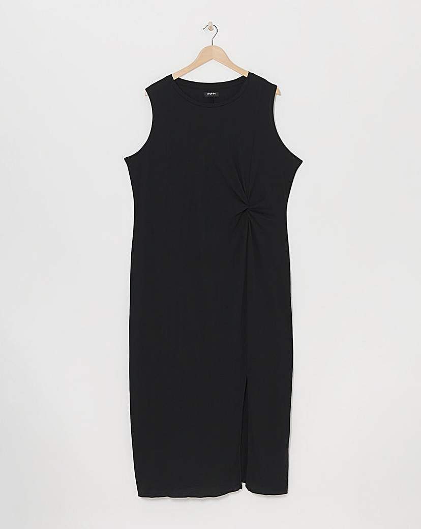 Black Twist Front Maxi Dress