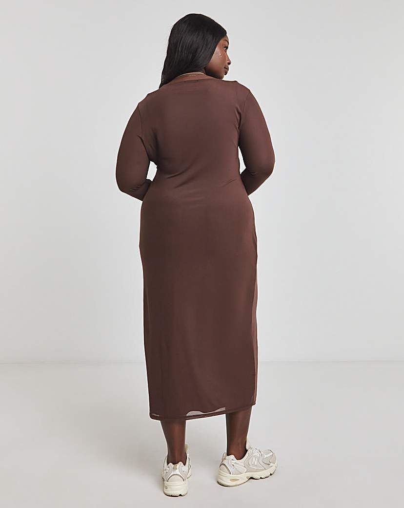 Chocolate Mesh Maxi Dress