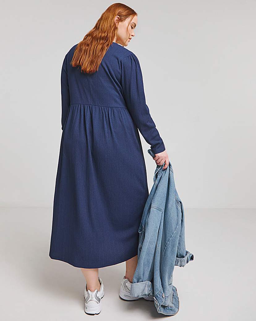 Waffle Button up Midi Dress