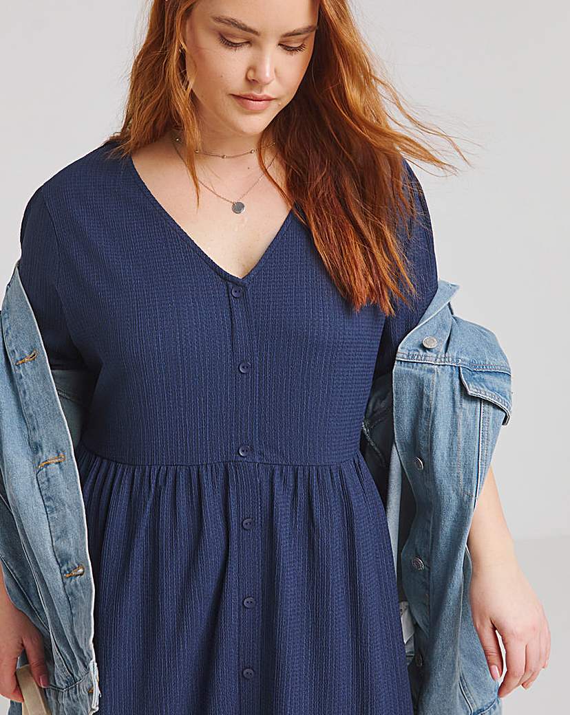 Waffle Button up Midi Dress
