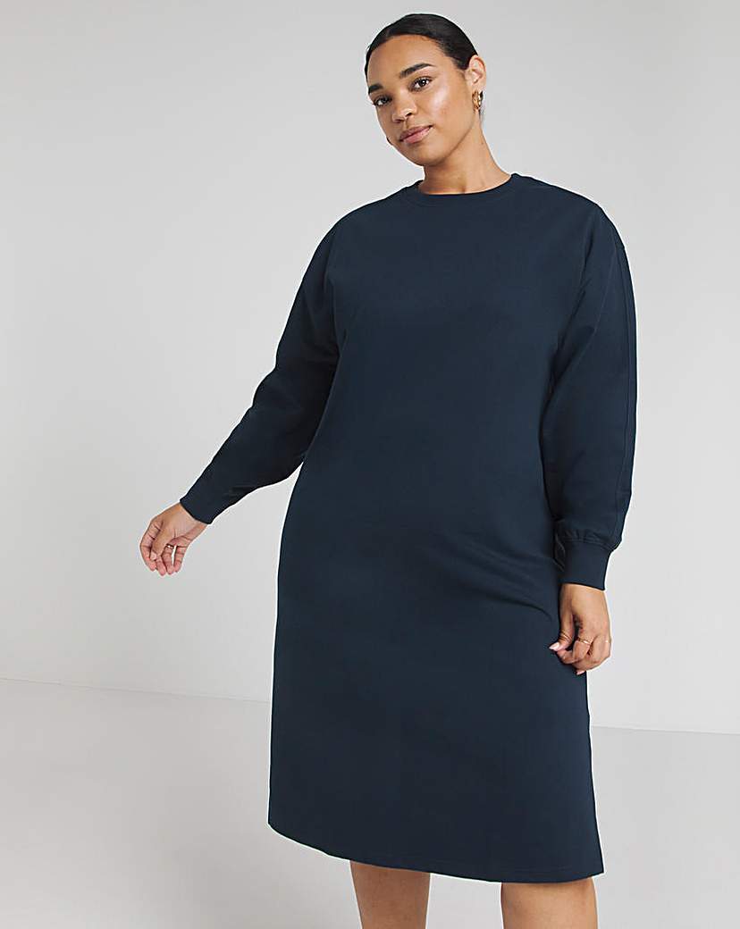 Navy Midi Sweatshirt Dress