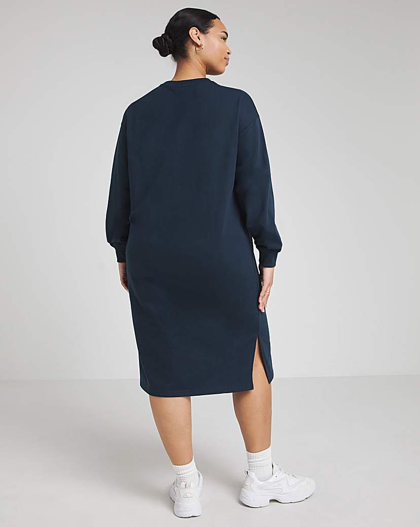 Navy Midi Sweatshirt Dress