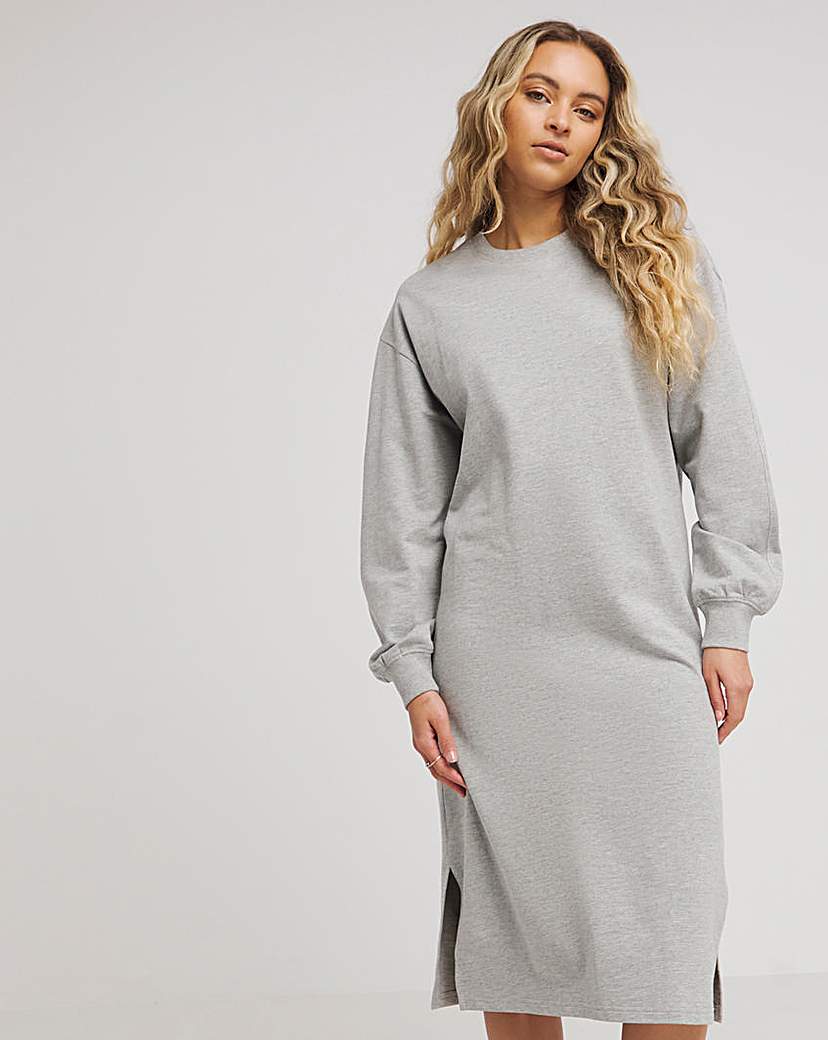 Grey Marl Midi Sweatshirt Dress