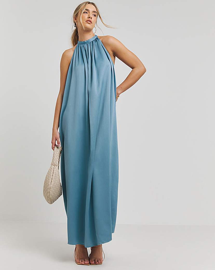 Simply Be - Women's Satin Halter Neck Dress - Size 26 - Blue