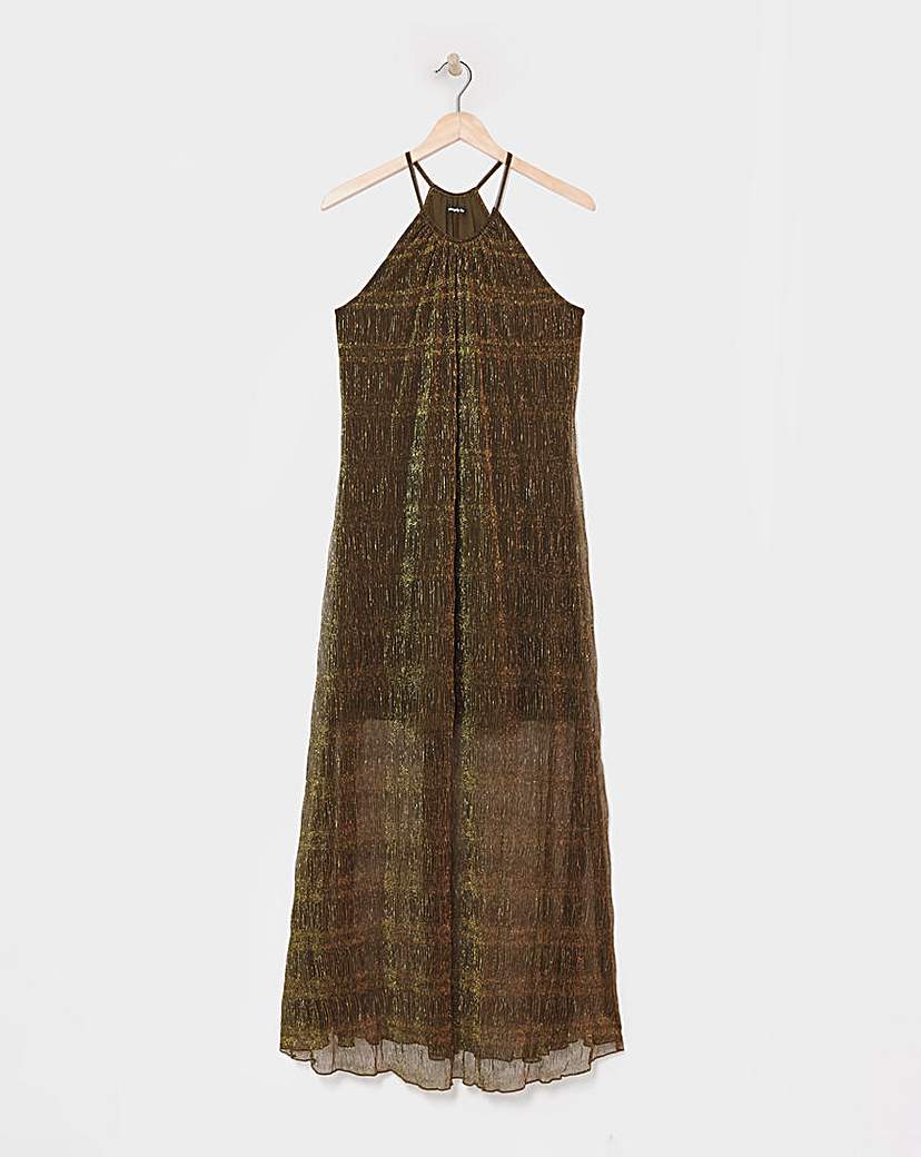 Simply Be - Women's Bronze Foil Trapeze Maxi Dress - Size 10 - Bronze - 100% Polyester