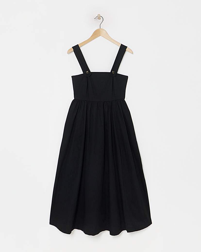 Black Poplin Sundress with Pockets