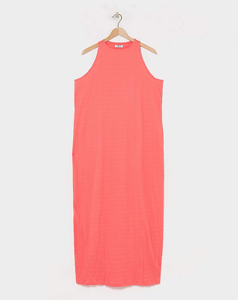 Simply Be - Women's Coral Textured Jersey Maxi Dress - Size 18 - Coral - 72% Polyester 27% Viscose 1% Elastane