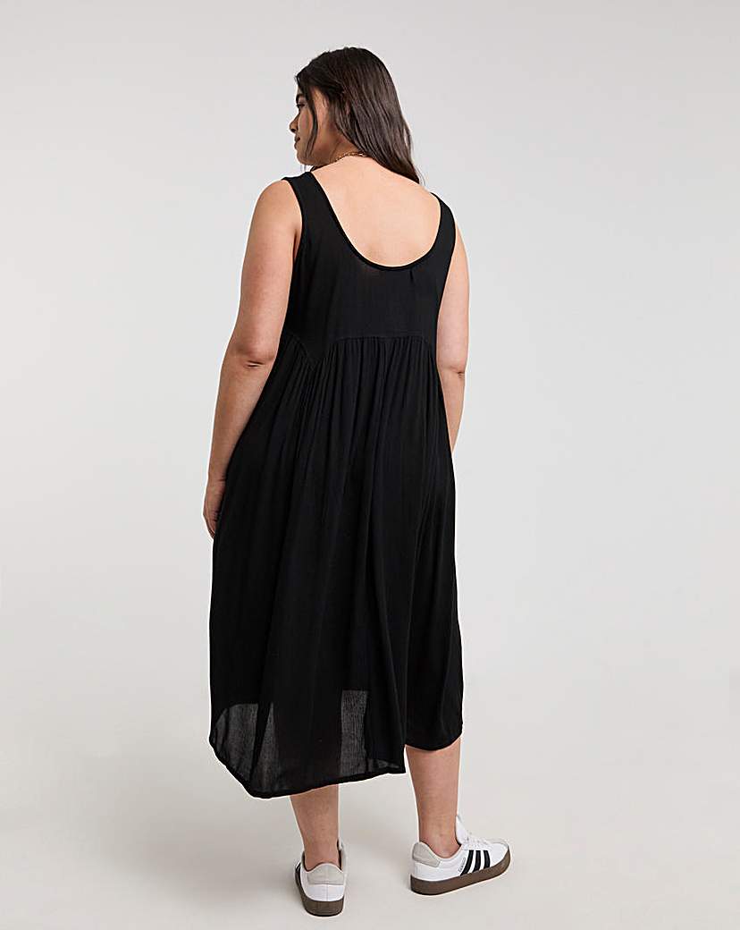 Black Crinkle Midi Sundress