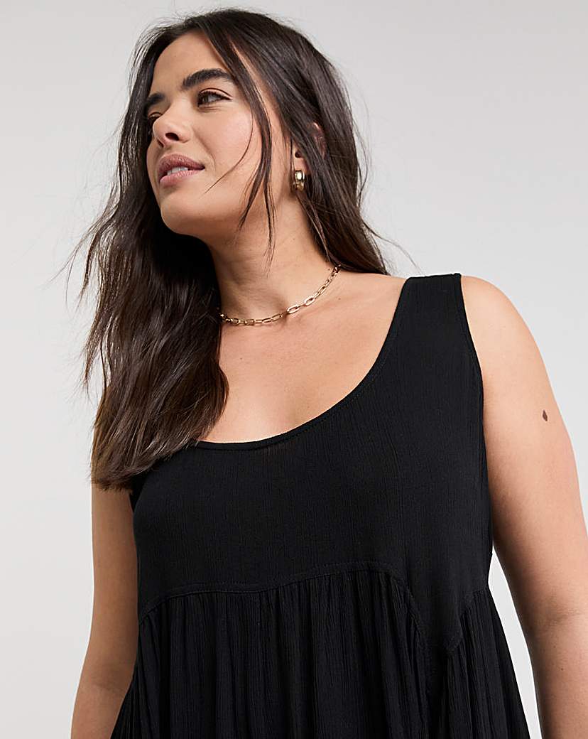 Black Crinkle Midi Sundress