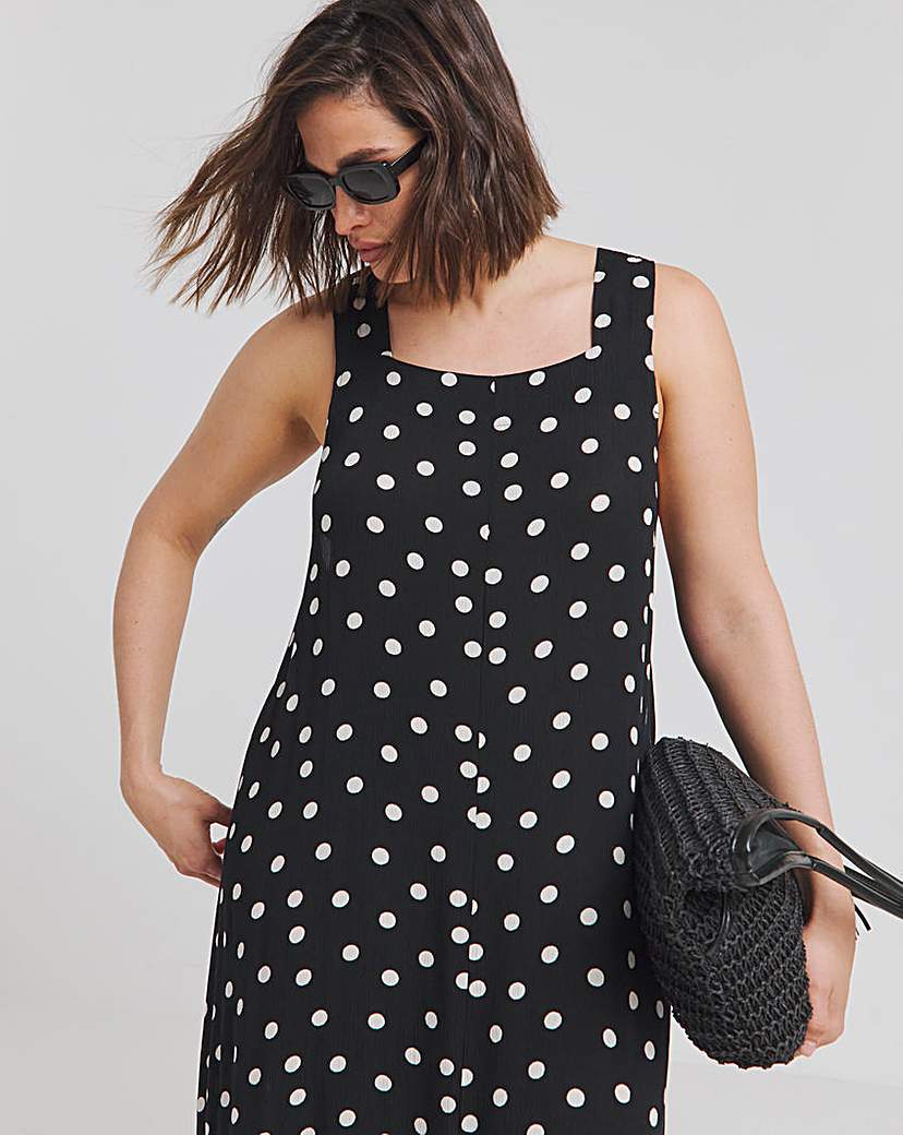 Spot Print Crinkle Trazepe Maxi Dress