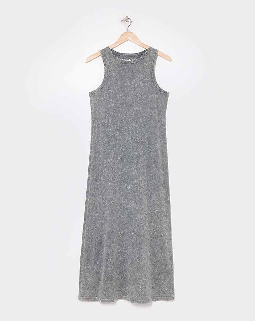 Simply Be - Women's Acid Wash Cotton Jersey Maxi Dress - Size 20 - Grey
