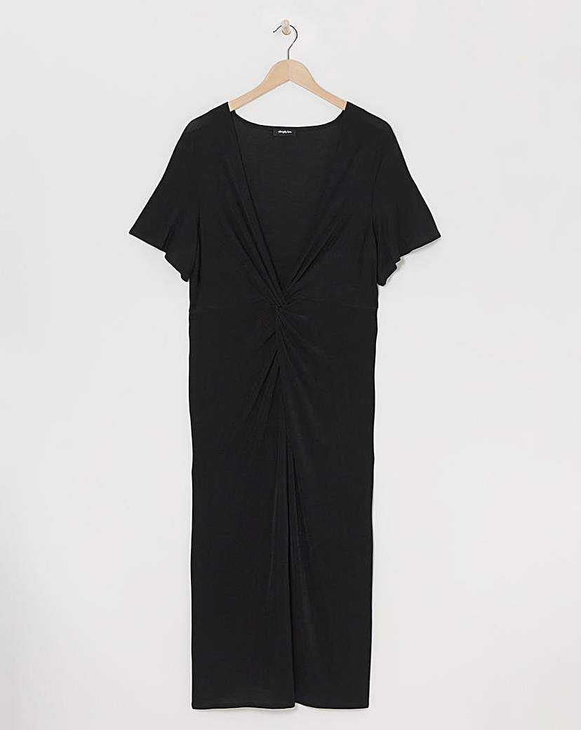 Simply Be - Women's Black Slinky Knot Front Dress - Size 24 - Black - 95% Polyester 5% Elastane