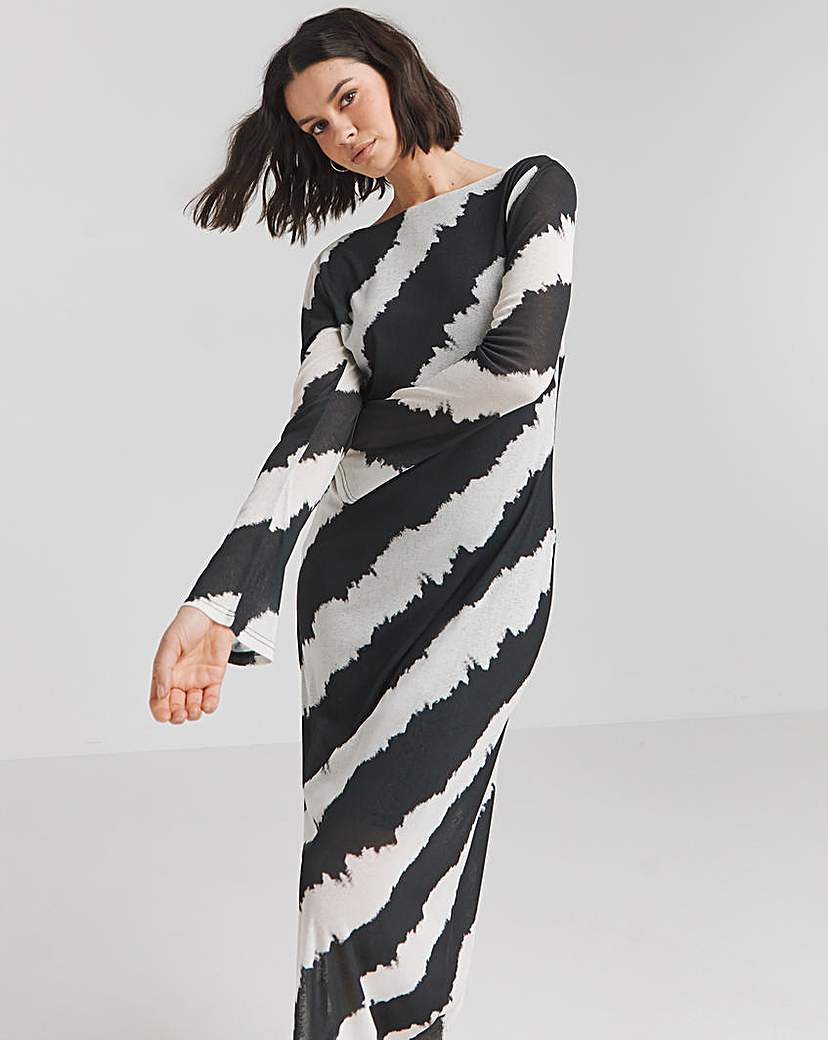 Mono Mesh Scoop Back Maxi Dress