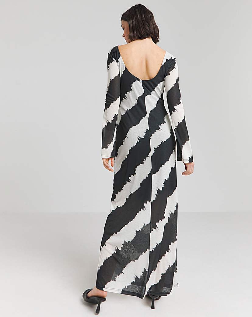Mono Mesh Scoop Back Maxi Dress