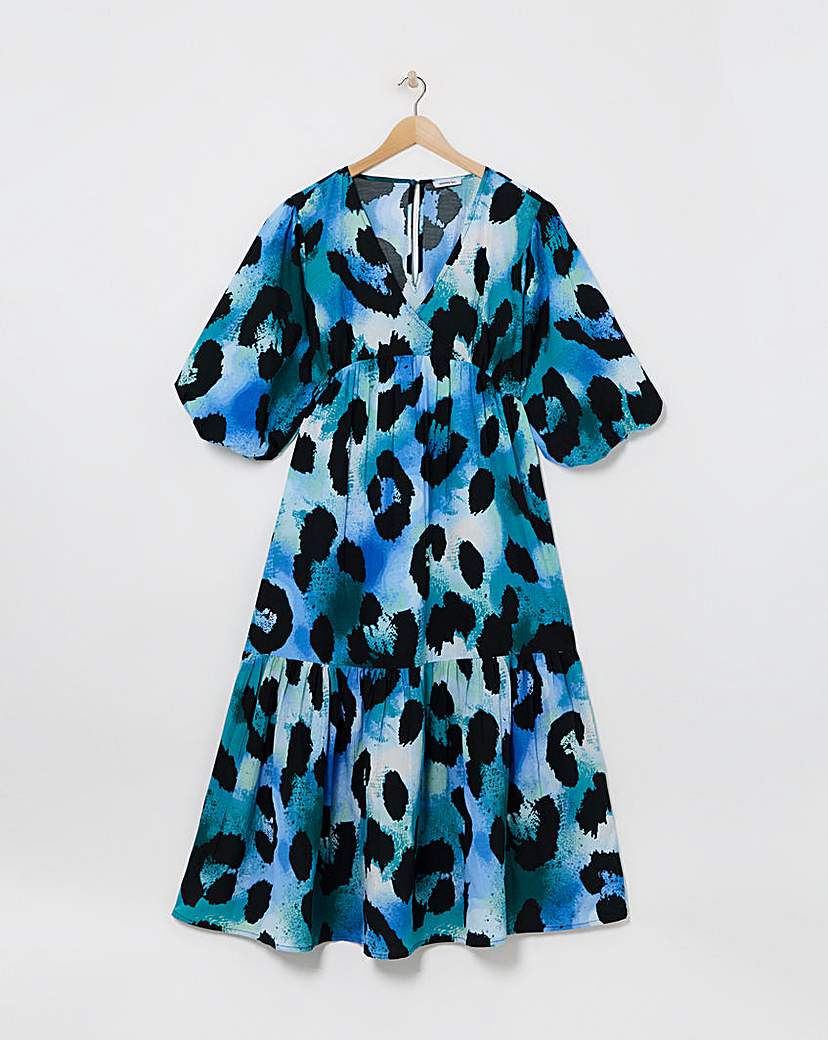 Blue Animal Textured Maxi Dress