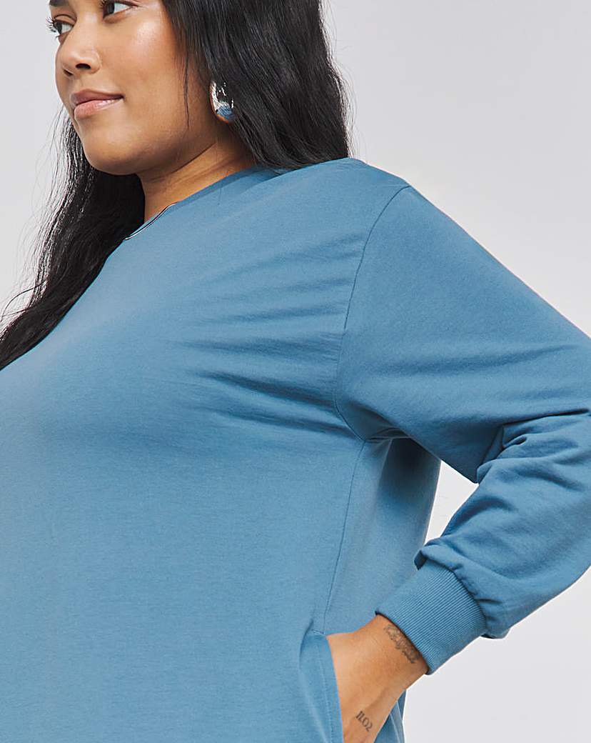 Blue Midi Sweatshirt Dress