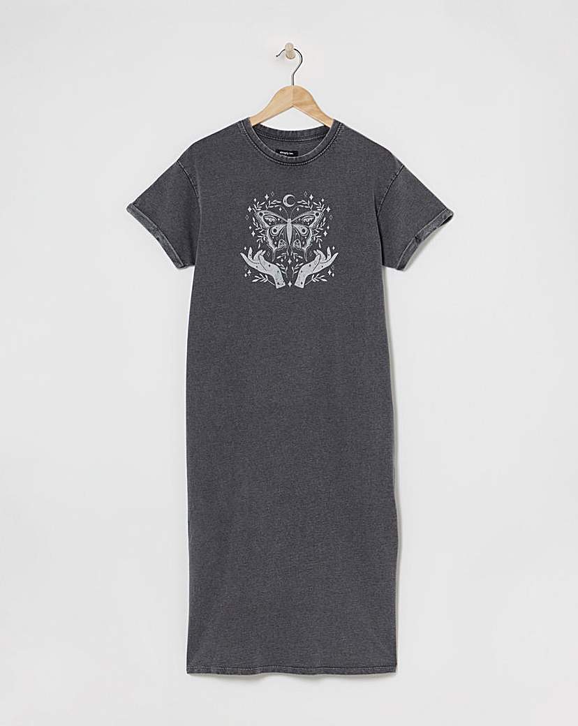 Acid Wash Cotton Jersey T-Shirt Dress