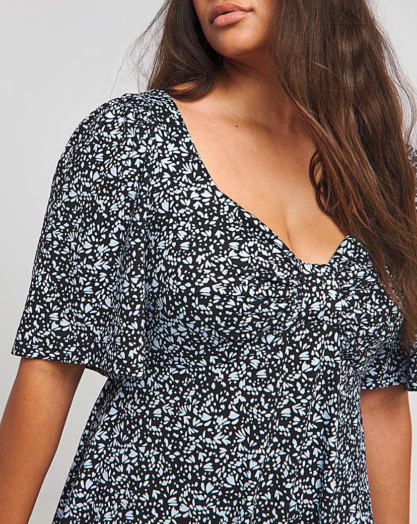 Black Print Supersoft Skater Dress