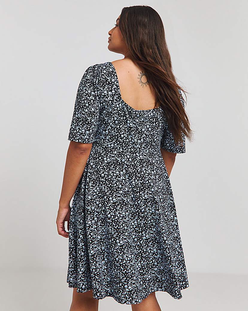 Black Print Supersoft Skater Dress