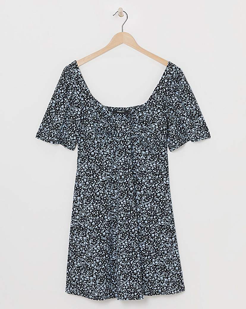 Black Print Supersoft Skater Dress