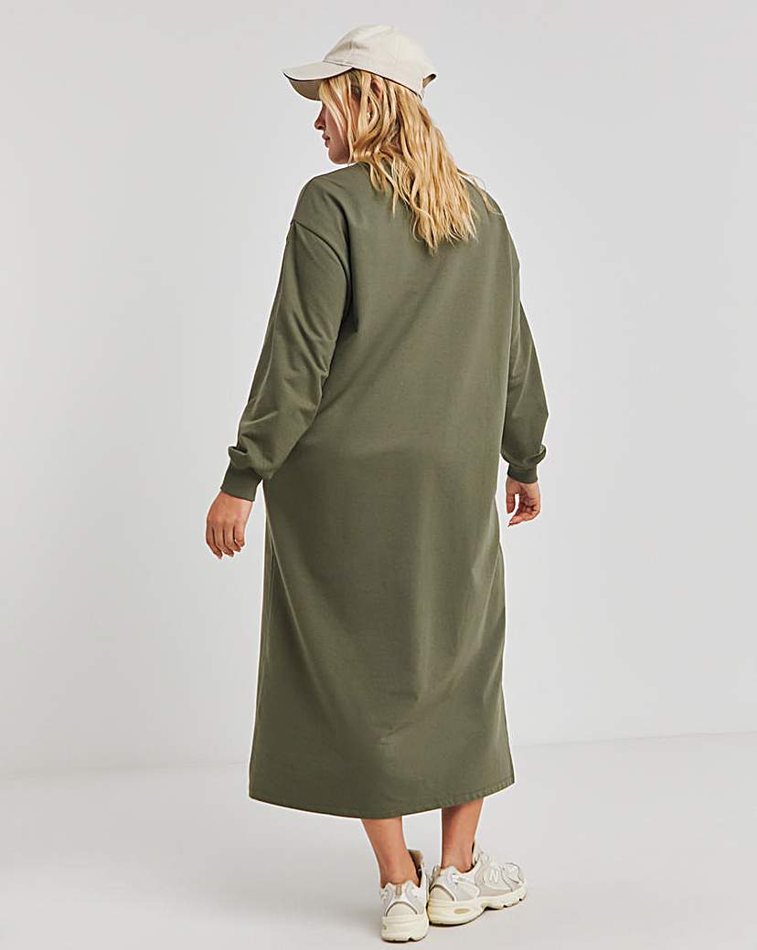 Green Midi Sweatshirt Dress