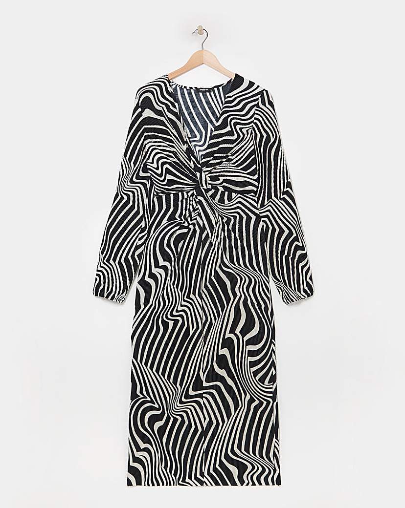 Plisse Twist Front Midaxi Dress