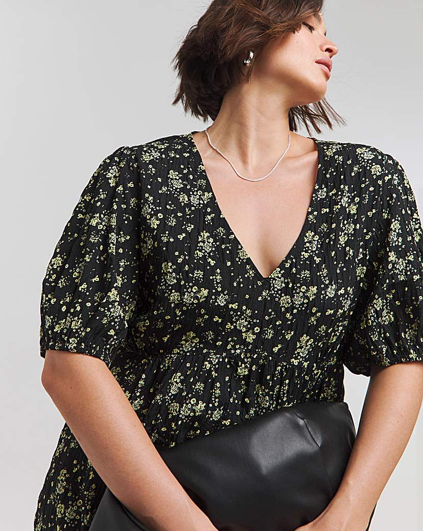 Ditsy Print Textured Woven Dress