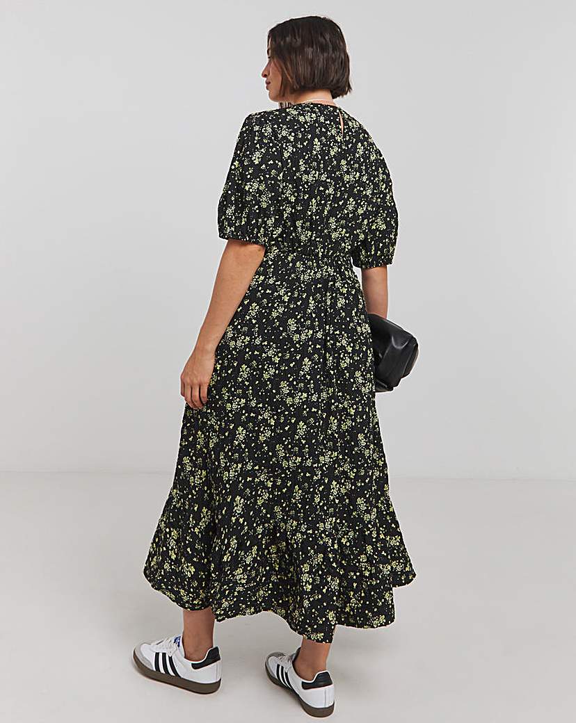 Ditsy Print Textured Woven Dress