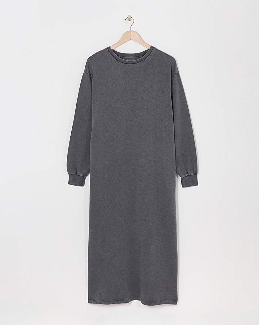 Simply Be - Women's Acid Wash Midi Sweatshirt Dress - Size 10 - Acid wash - 100% Cotton