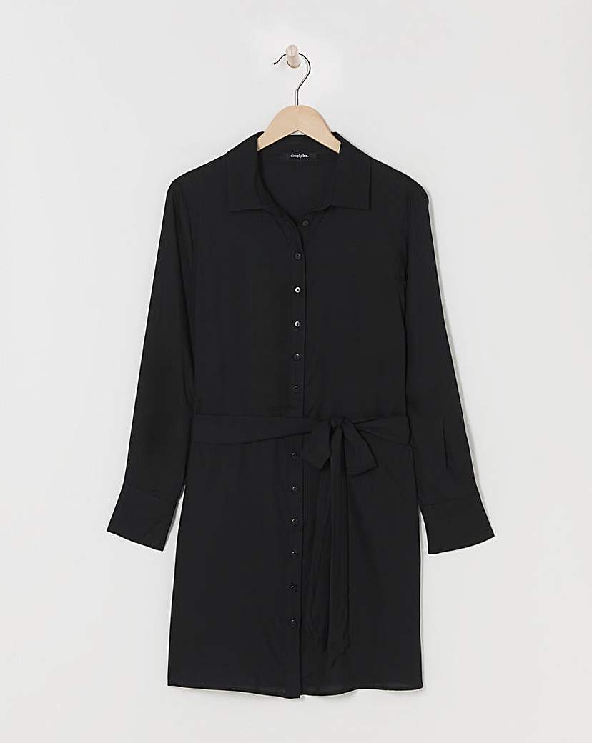 Simply Be - Women's Black Tie Waist Skater Skirt Dress - Size 10 - Black - 100% EcoVero TM - Sustainable