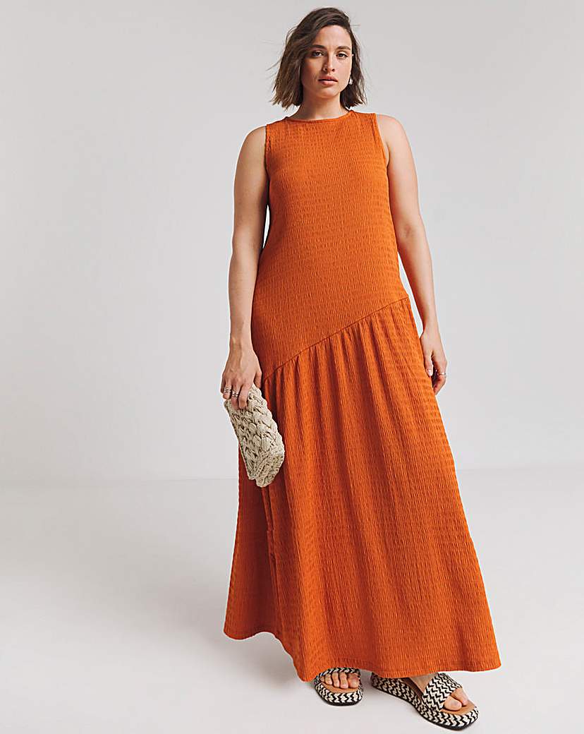 Textured Jersey Asymmetric Maxi Dress | Simply Be