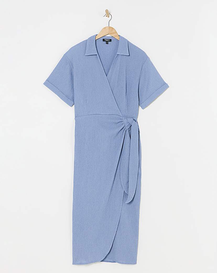 Simply Be - Women's Textured Jersey Wrap Dress - Size 12 - Blue - 98% Polyester 2% Elastane