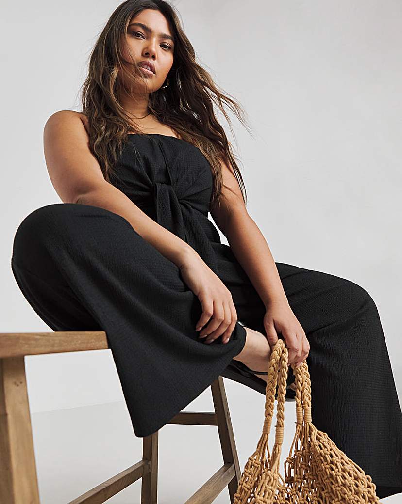 Textured Jersey Bandeau Jumpsuit