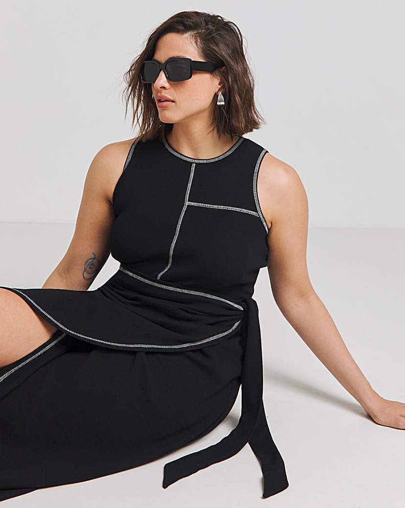 Exposed Seam Wrap Maxi Dress
