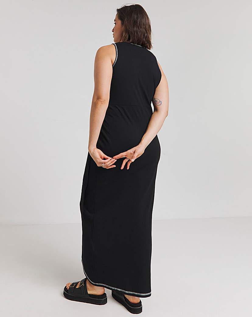 Exposed Seam Wrap Maxi Dress