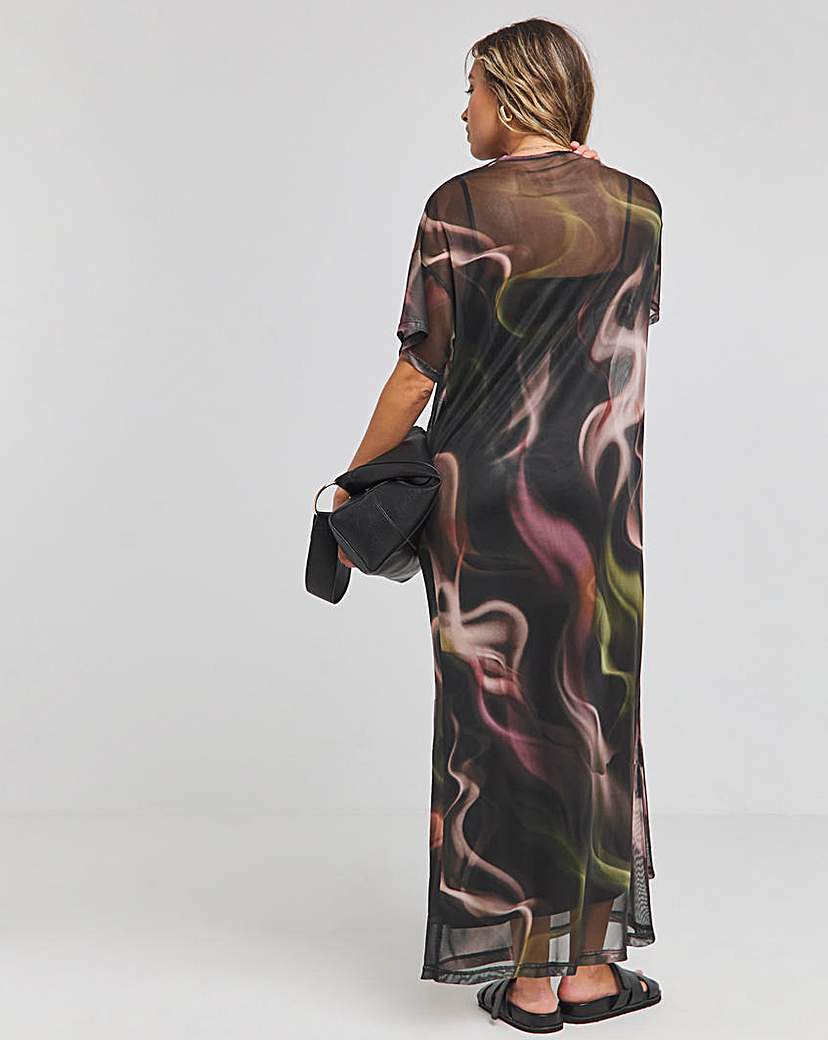 Printed Mesh T-Shirt Dress