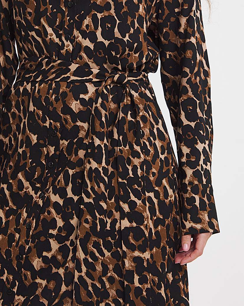 Leopard Printed Shirt Dress