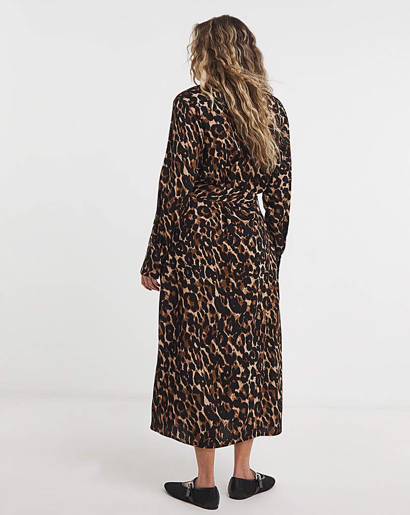 Leopard Printed Shirt Dress